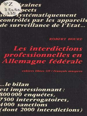 cover image of Les interdictions professionnelles en Allemagne fédérale
